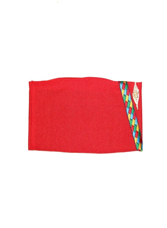 Yanwenx Cotton Uttarakhand Pahadi Topi, Brahmakamal Uttarakhand Cap, Himachali Cap (Set of 2),Red|Yellow - Image 5